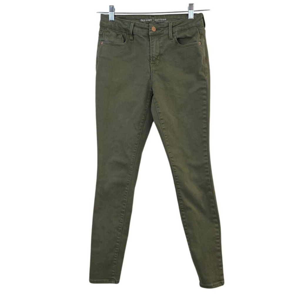 Old Navy RockStar Skinny Jeans Womens 4 Regular‎ Olive Green Mid-Rise